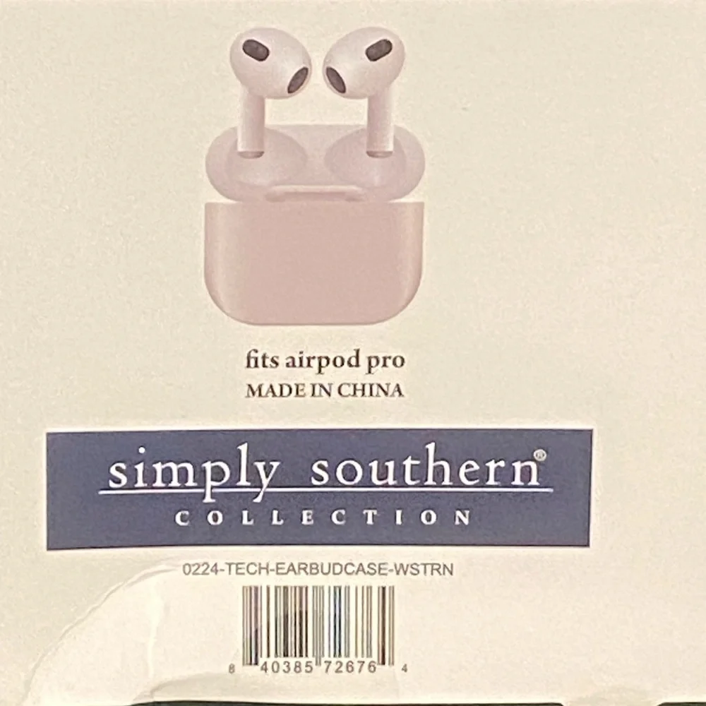 New in box Simply Southern apple AirPod Pro case in western cowgirl/cowboy print